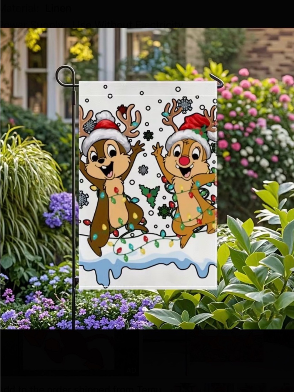 Christmas Chip & Dale Flag